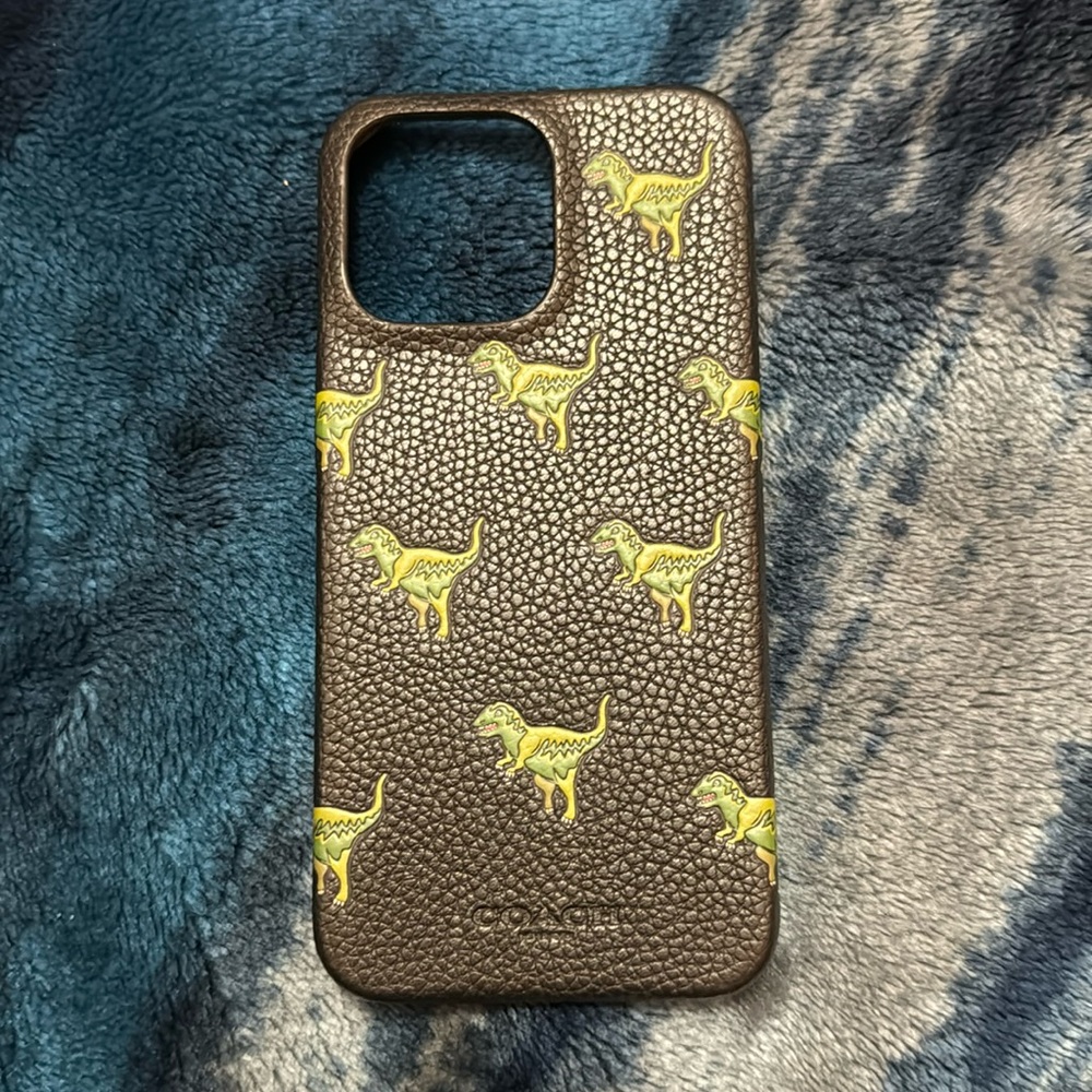 iPhone 15 pro max coach leather case